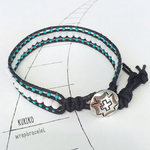コンチョボタンのラップブレスmintgreen&black