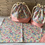 リバティ生地が可愛い3点セット　お弁当袋 コップ袋 ハンドメイド ランチョンマット
