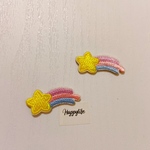 2枚入虹　ニジ　アイロンワッペン刺繍ワッペンシールワッペン　ミニサイズ　ハート　流れ星