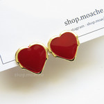 【S925ピアス】1ペア・ハートピアス♡・エポレッドハートピアス♡