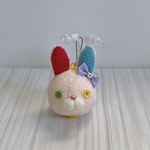 ふわふわお顔ストラップ＊カラフルウサギさん