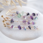 handahófi multi fluorite earring：マルチフローライト　ロングピアス・イヤリング　天然石