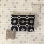 アネモネ  ミニコスメポーチ　ダークネイビー　14  ジョーゼット　ミナペルホネンの刺繍生地　anemone  