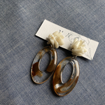 珊瑚×clear brown ピアス・イヤリング