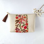 2ポケット付ポーチ　＊通帳・母子手帳・化粧ポーチに　/刺繍リボンA