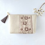 2ポケット付ポーチ　＊通帳・母子手帳・化粧ポーチに　/刺繍リボンC