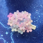 紫外線で色が変わる 桜のヘアクリップ 夜桜