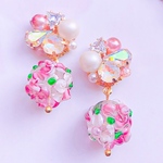 お花のガラスビーズピンク💕ピアス/イヤリング
