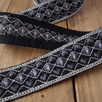 【1mカット済み】シルク　インド刺繍リボン   【ブラック】