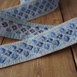 【1mカット済み】シルク　インド刺繍リボン   【ライトブルー】