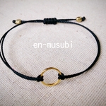 〇華奢ブレスレット☆黒ワックスコード 