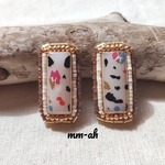 カラフルカウ柄ビーズ刺繍ピアス