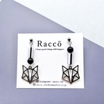 fox＋stripe pierce キツネ (オニキス)ステンレスピアス ノンホールピアス変更可