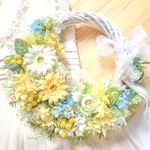 ガーベラとミモザのリースブーケ  ＊ギフト ウエディングブーケ