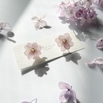 重ね紫陽花のイヤリング／ピアス　桜カラー