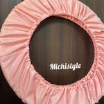 ☆フープカバー  ピンク生地ゴールドミニドット☆