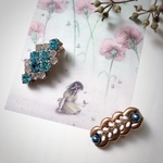 .｡.:✽ あの日の髪飾り 水辺 ✽.｡.:* ヴィンテージ チェコガラスボタン ヘアクリップ