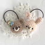 [2個セット]  くまとうさぎのヘアゴム