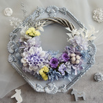 Lavender dahlia【リース ハーフリース 母の日 結婚祝い 誕生日プレゼント 退職祝い 引越し祝い 玄関リース】
