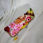 あ、やっちゃった…訳有☆お花とウサギ がま口  メガネケース ペンケースにも