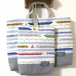 【送料0】キルト🚅電車レッスンバッグセット🚄新幹線×ヒッコリーデニム🌸入園入学セット