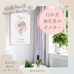 12か月の誕生花のポスター　名入れ　母の日や誕生日のプレゼントに　インテリアポスター