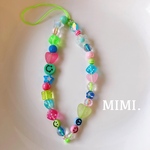 ビーズストラップ🍀スマホストラップ💚グリーン×ブルー×ピンク/MIMI.