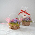 母の日特別サービス品/ミニバスケットアレンジ・『thank you　mother』パープル
