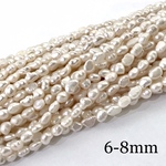 一連  淡水パール 縦6~8mm × 横5mm / 1連 約35cm、約55pcs ライス バロック  ◆ランダム発送