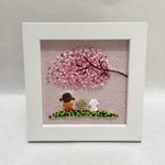 maropopu様オーダー品　【送料無料】刺繍　フレーム　インテリア　トイプードル　女の子　お花見　桜
