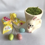 イースターアレンジの3点セット❣️ラビット花器➕エッグ3色➕イースターループリボン　イースター　資材キット　手作りキット　ハンドメイド　うさぎ　イースター