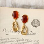 べっ甲 と 真鍮 ウェーブ の ピアス イヤリング 