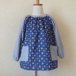 【K様ご予約品】長袖スモック【ブルー系・120】