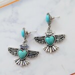 ターコイズの羽ばたく鳥ピアス