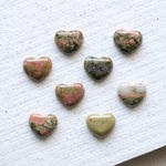 ［4個］天然石 カボション / ハート / ユナカイト (再販×2)