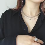 black×crystal bijou necklace 【受注制作】ネックレス　ビーズネックレス　ゴールドネックレス　水晶　天然石　チョーカー　アンティーク　ヴィンテージ  春　クリア　ブラック