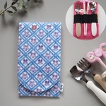 STARTサイズ　中まで洗えて長さ調節可能　カトラリーケース  【nunocoto fabric においすみれとクマ×ピンク】入園準備、幼稚園、保育園、エジソンのお箸