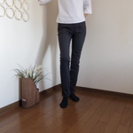 ストレスフリー・夏のスーパーストレッチのスリムパンツ(股下丈無料調整)・ディープチャコール