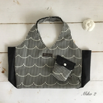 ナイロンエコバッグ　ストライプ　(ブラック) Mサイズ