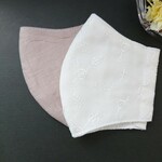 🌹薔薇刺繍マスクとカンフィーリネンマスク(ピンクグレー)の2枚セット 