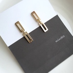new▷stylish W square ピアス/ノンホールイヤリング/ノンホールピアス＊受注製作＊