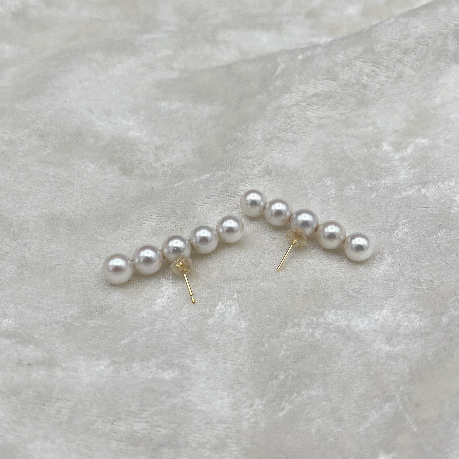 あこや真珠5連×K18ピアス - L'ouest @Nishimura Pearl | minne