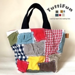 tuttifun＊赤と青のチェックとirodori帆布バック