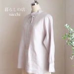 繊細なリボンが素敵＊ラベンダー色のユーロリネン ブラウス＊＊暮らしの店sacchi＊
