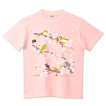 SAKURA 春桜 メジロ ヒヨドリ スズメ お花見日和 Tシャツ 半袖 0540