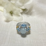 春待つ季節〜雪解けの小川から〜アクアマリンとスワロフスキーのビーズリング〜