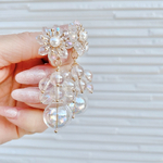 【金アレ対応】フラワー×ガラスボールタッセル　ピアス/イヤリング   　