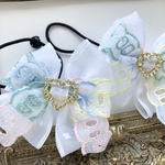 入園入学♡大人気💛高級刺繍&オーガンジーリボン♡キッズリボン♡プチギフト💛ヘアゴム２点セット