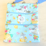 【N様オーダー品】　ume＊mew 3段ファスナーポシェット（ネコ/ブルー)
