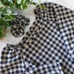 natural**(L)綿麻白黒ブロックワンピース